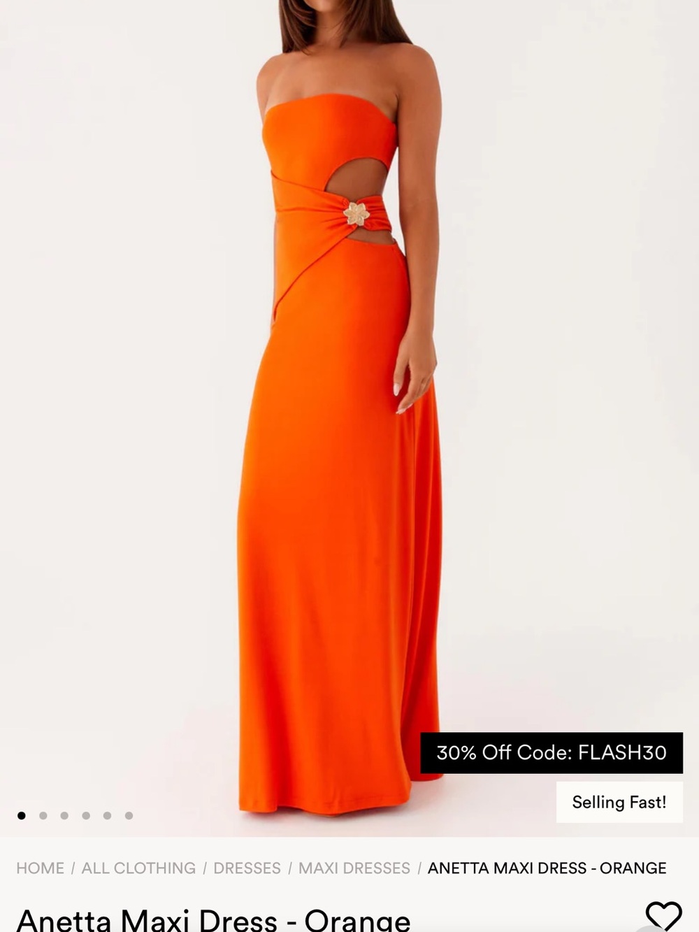 Peppermayo Anetta Maxi Dress 
Bright orange color is stunning 
Size 4